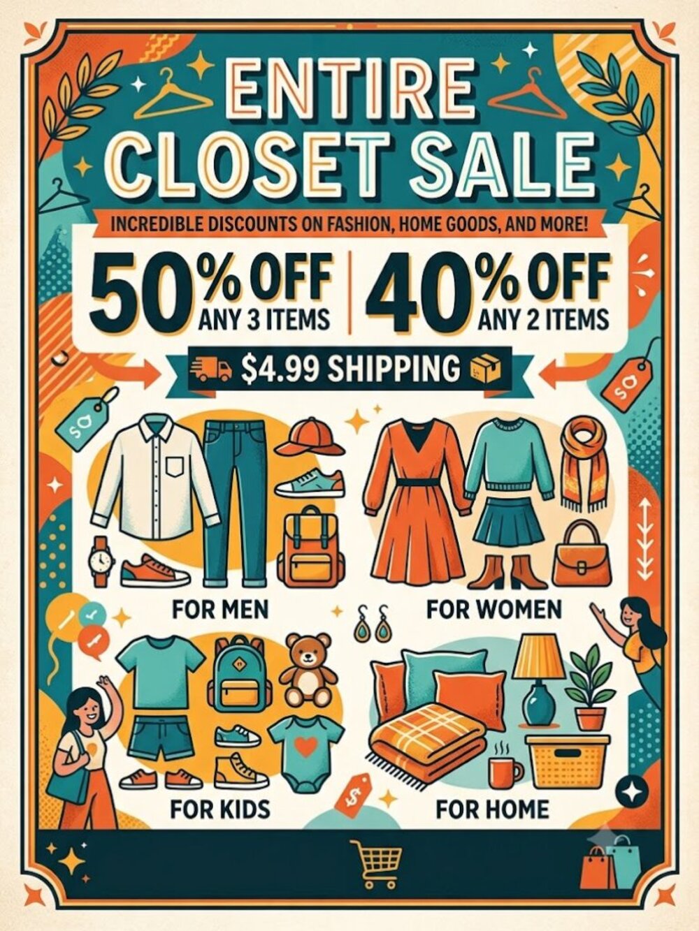 ENTIRE CLOSET SALE — HUGE SAVINGS 50% Off Any 3 Items · 40% Off Any 2 Items ·